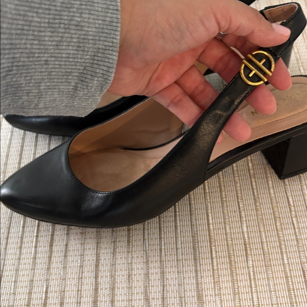 Cole Haan Elegant Black Slingback Heels - Picture 2 of 4